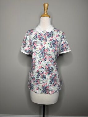 United Colors Of Benetton Floral Button-Down Polo Golf Vacay Size Small
